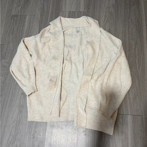 Cozy Open-Front Cream Ribbed Women's Cardigan Sweater